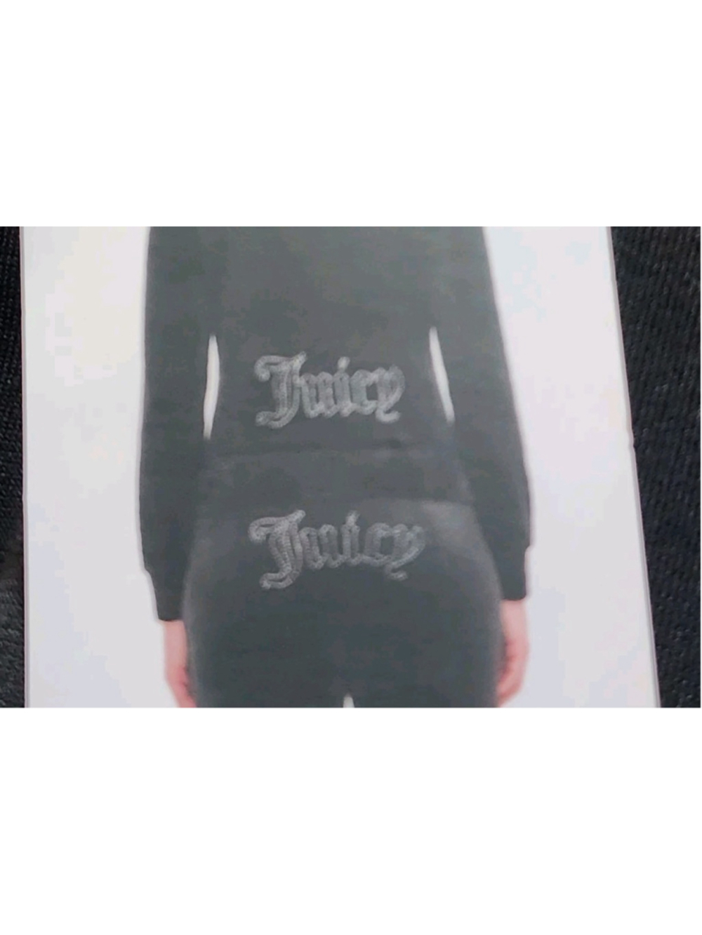 Juicy Couture Black Velour Tracksuit Set Hoodie & Pants Rhinestone JUICY XL NWT